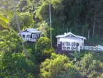 Bungalows on the hillside in the jungle