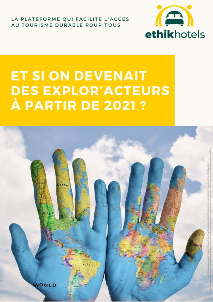 tourisme durable - Couverture du guide de 16 pages que j'ai réalisé et qui s'intitule "Et si on devenait des Explor'acteurs à partir de 2021"