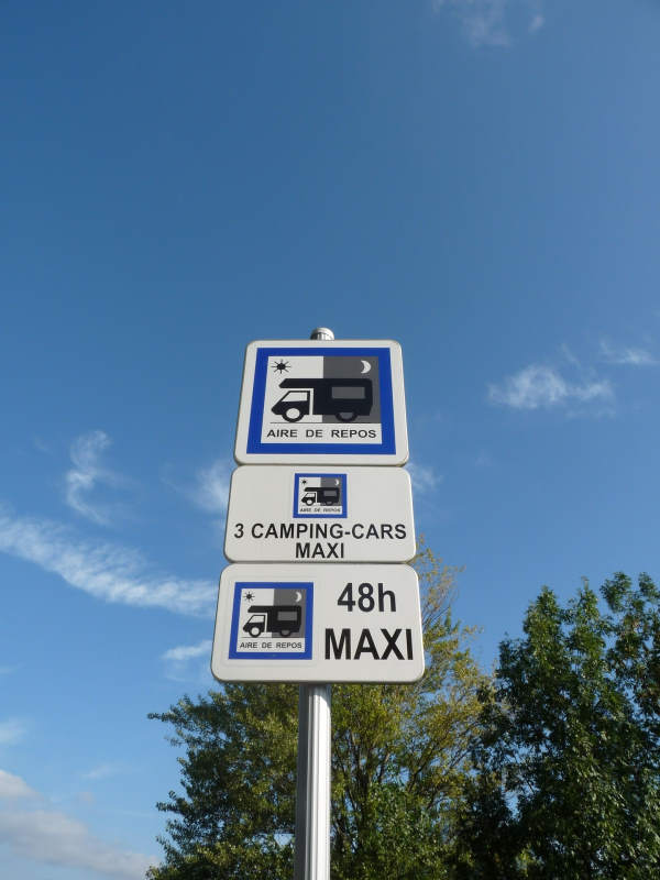 traveling in a camper van - traffic sign regulating the parking of camper vans